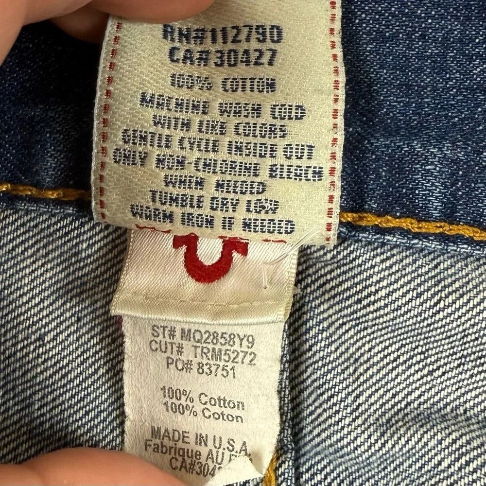 True Religion Jeans Mens 30 Blue Cotton Denim Embroidered Tag Made in USA